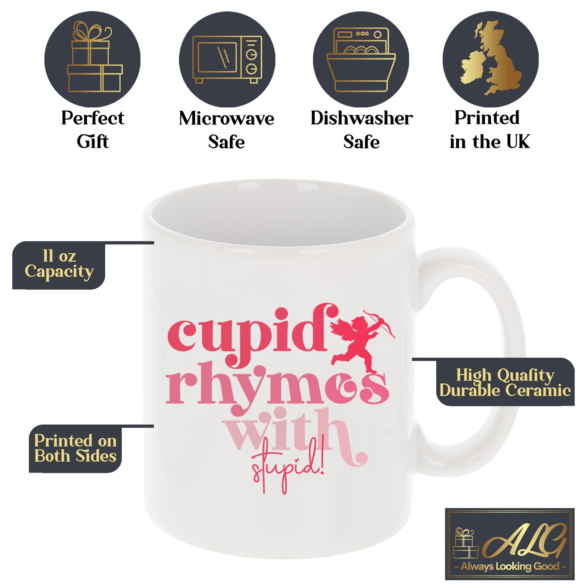 Cupid Rhymes With Stupid Mug and/or Coaster Set  - Always Looking Good -   