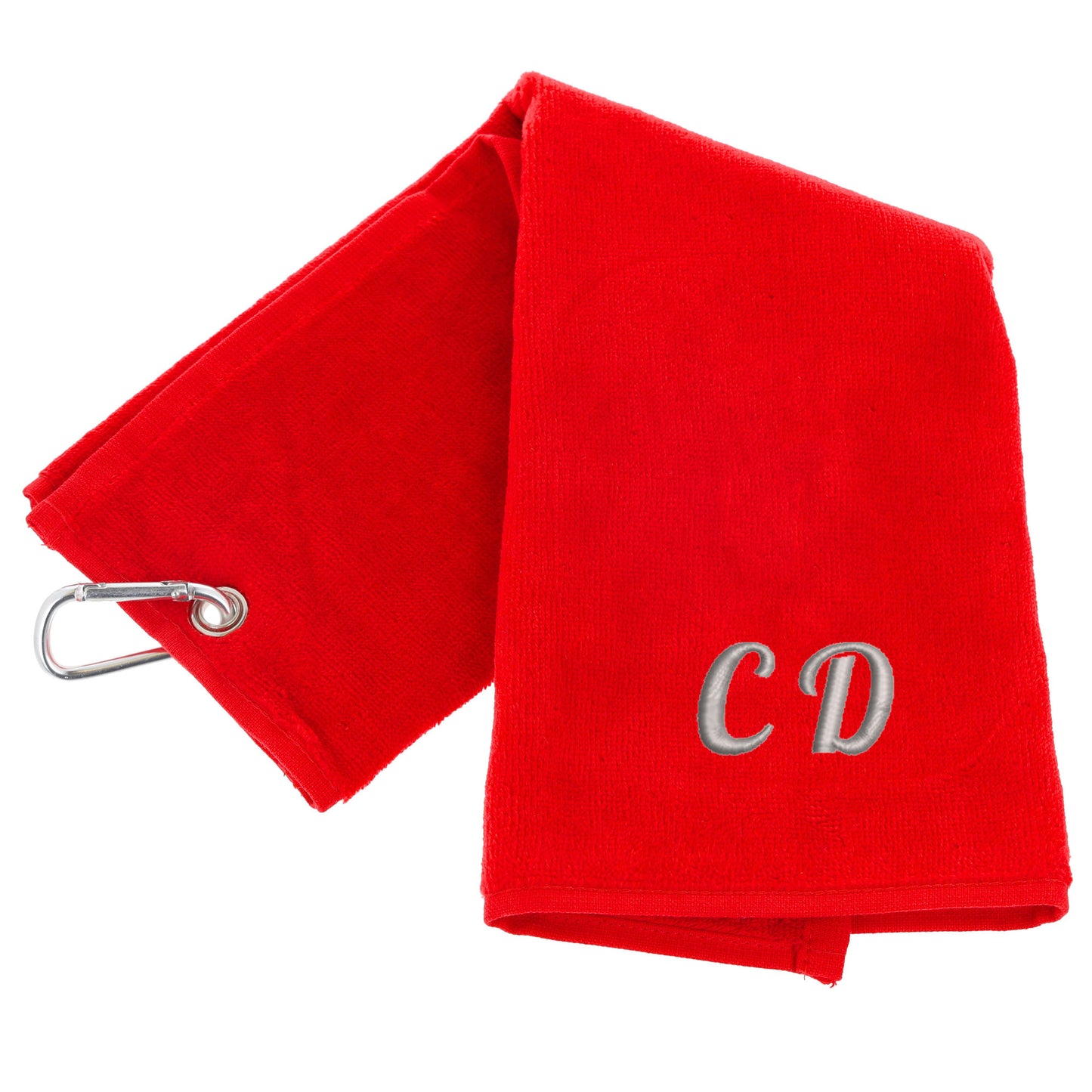 Personalised GOLF Towel - Embroidered Trifold Towel with Carabiner Clip