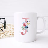 Monogrammed Floral Initial Ceramic Mug – Pink Letter Design