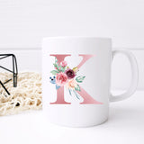 Monogrammed Floral Initial Ceramic Mug – Pink Letter Design