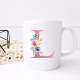 Monogrammed Floral Initial Ceramic Mug – Pink Letter Design