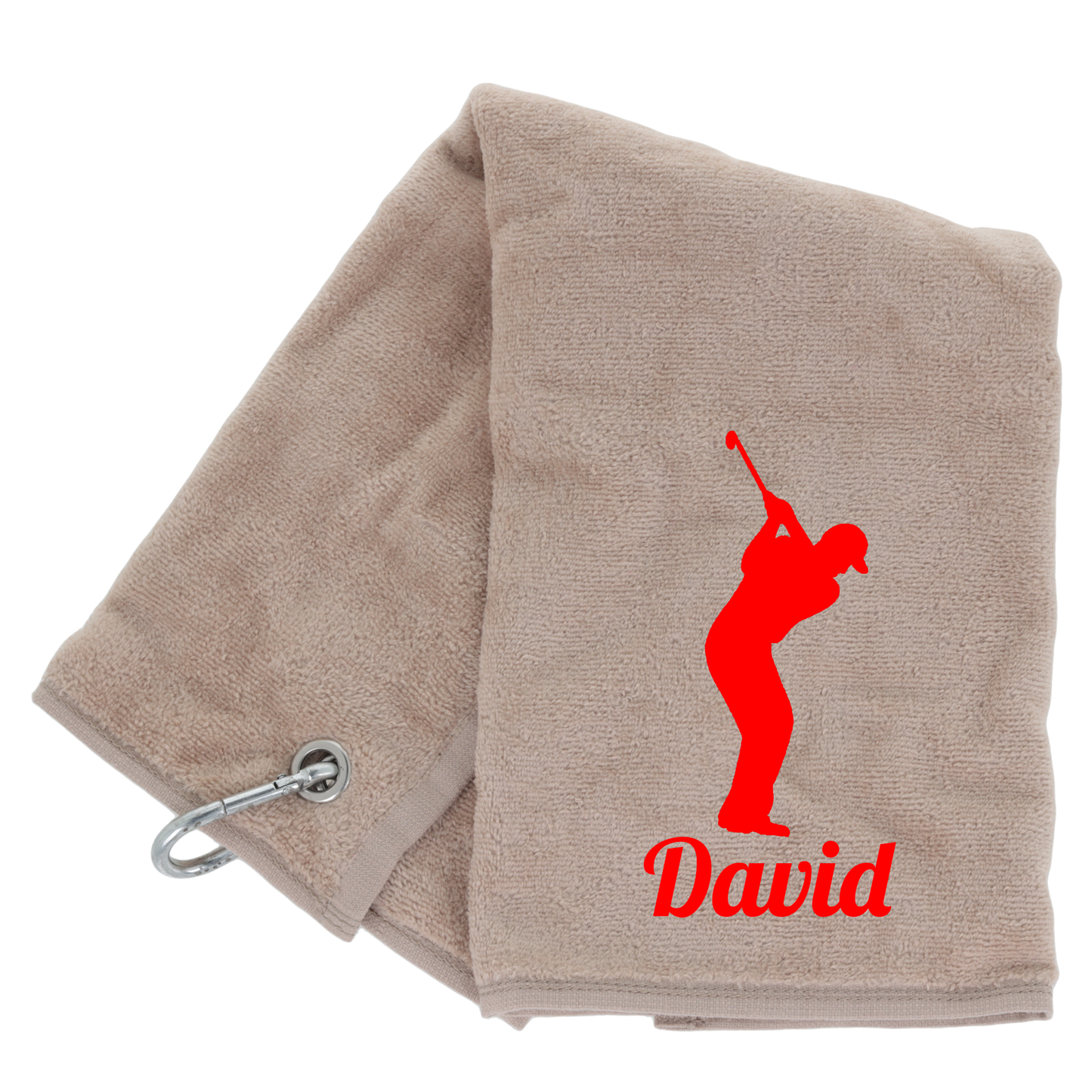 GOLF Towel Personalised - Embroidered Trifold Towel with Carabiner Clip
