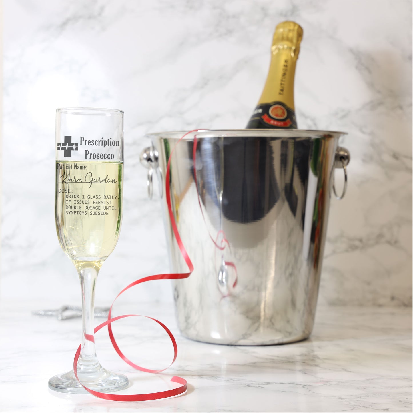 Personalised Engraved Prescription Prosecco Glass Gift