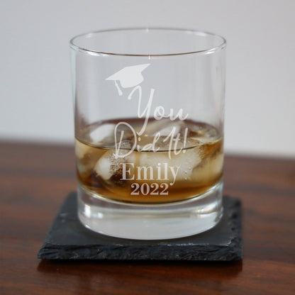 Personalised Whisky Glass For Graduation Engraved With Name