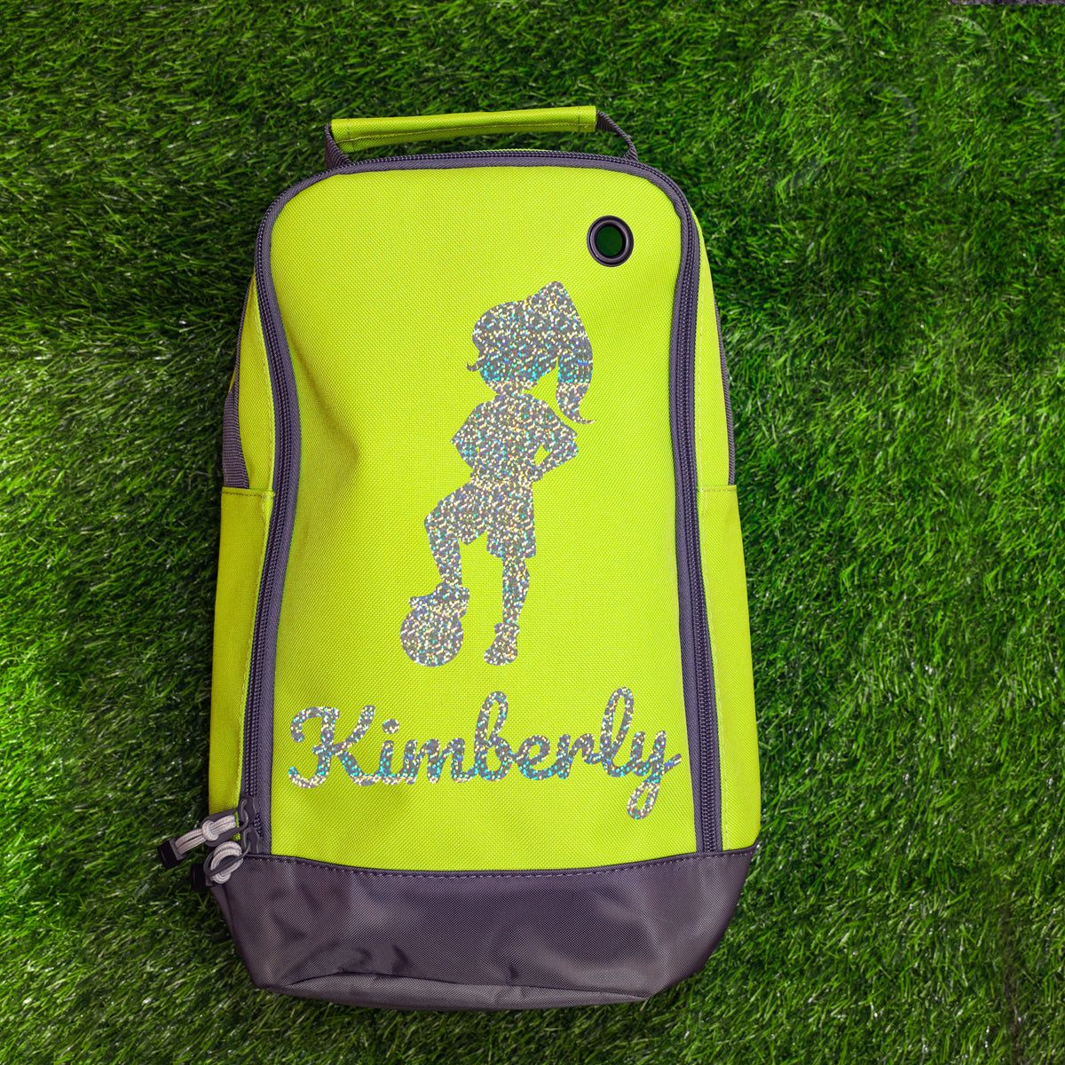 Football Boot Bag or Shoe Bag – Personalised with Name | Girl Footballer Design