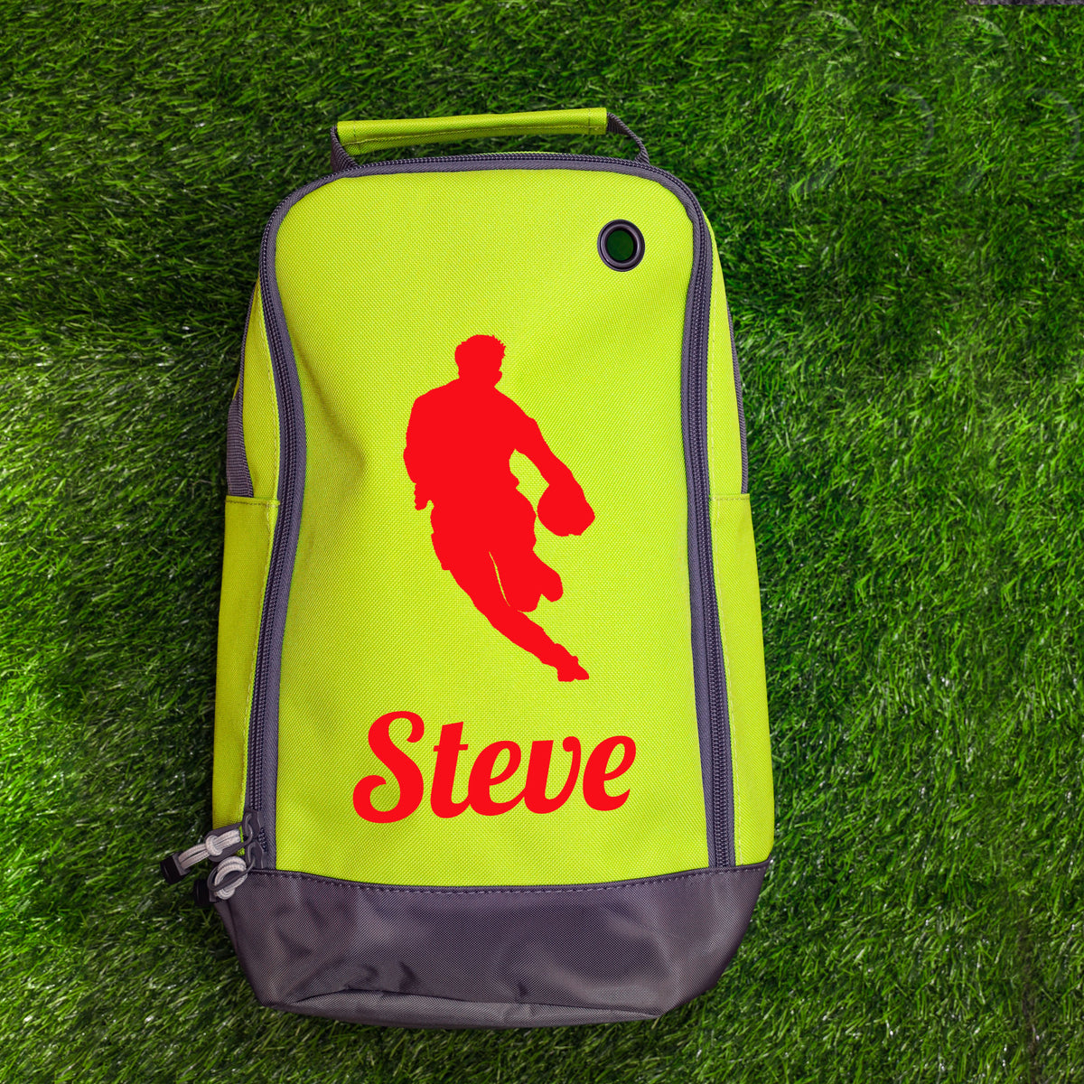 Rugby Boot Bag or Shoe Bag – Personalised with Name | Rugby Player Front-On Design