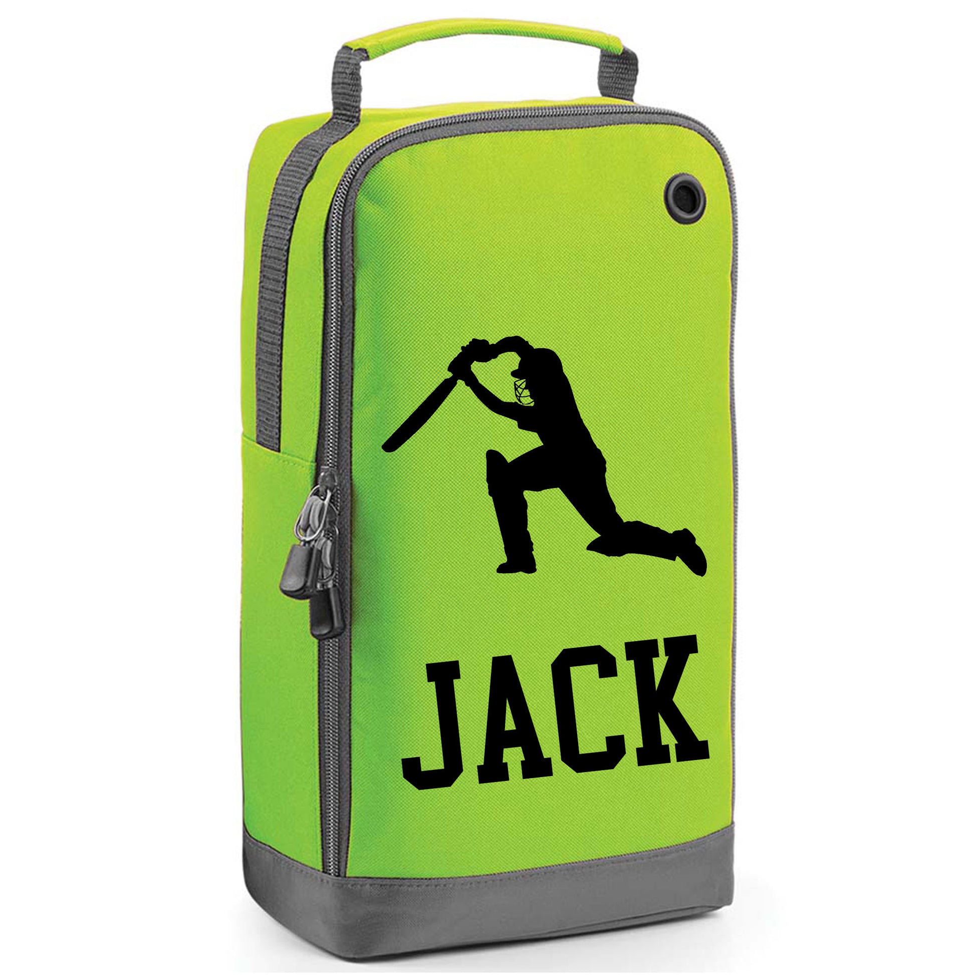 Personalised Cricket Shoe Bag with Design & Name  - Always Looking Good - Lime Green  