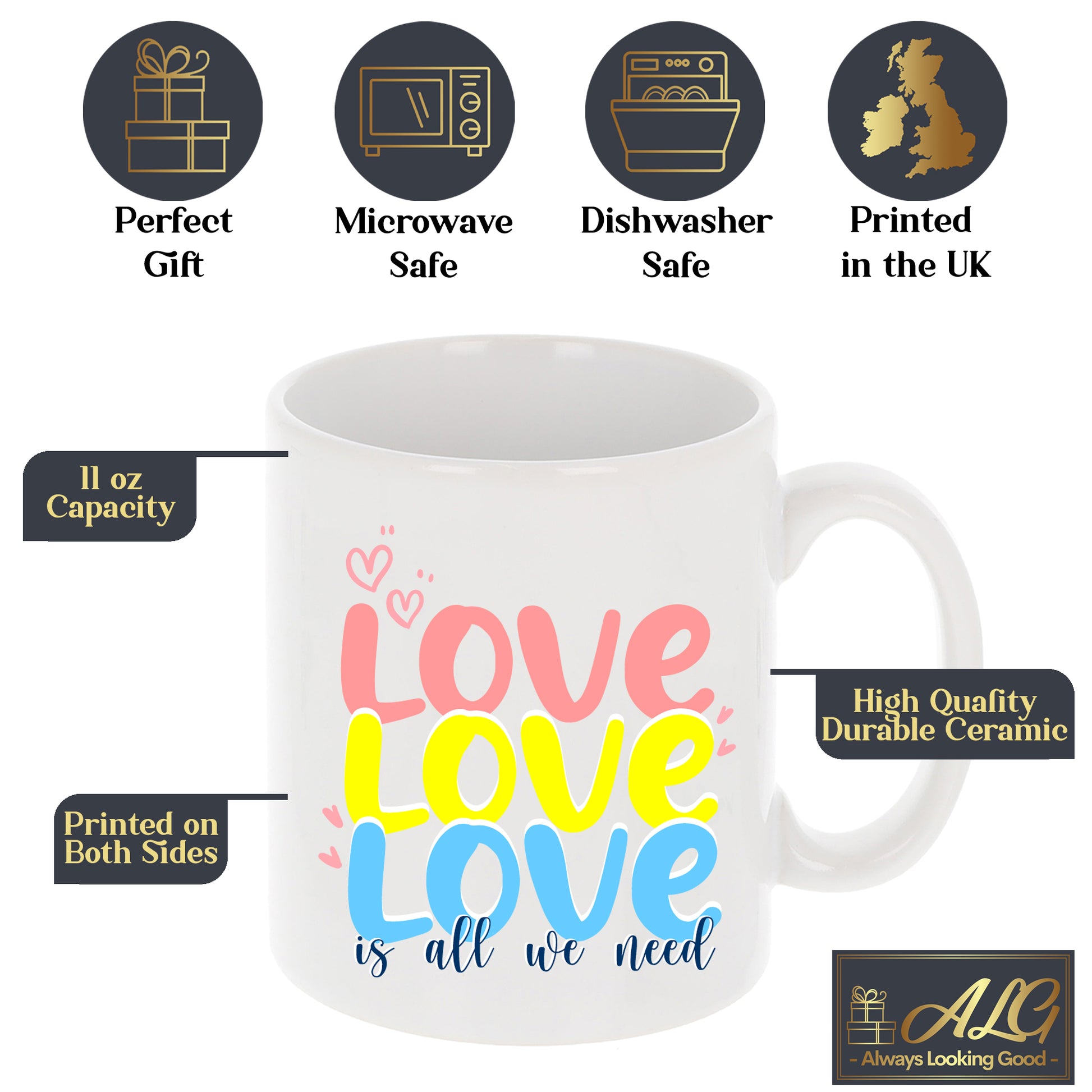 Love Is All We Need Mug and/or Coaster Gift  - Always Looking Good -   