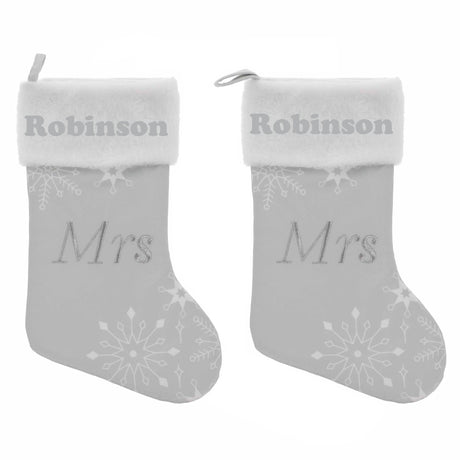 Embroidered Personalised Mr & Mrs, Mr & Mr, Mrs & Mrs Christmas Stocking  - Always Looking Good - Mrs & Mrs  