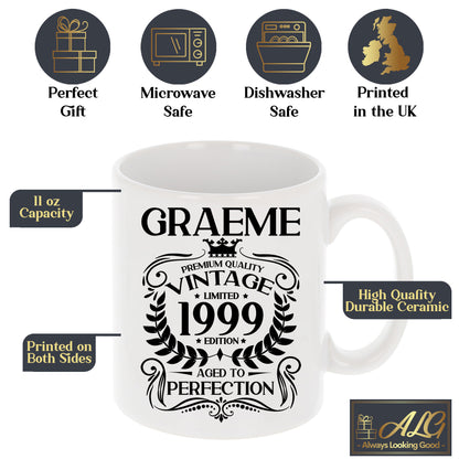 Personalised Vintage Milestone Birthday Mug and/or Coaster (All Ages)