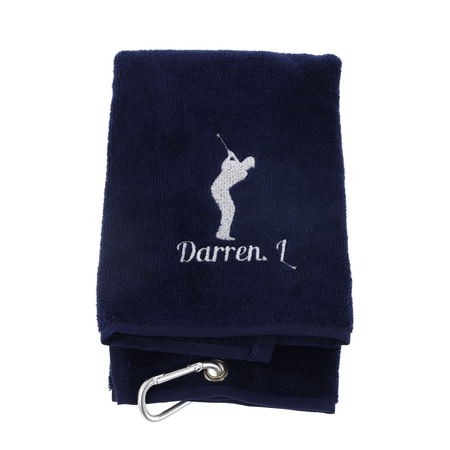 Personalised GOLF Towel - Embroidered Trifold Towel with Carabiner Clip