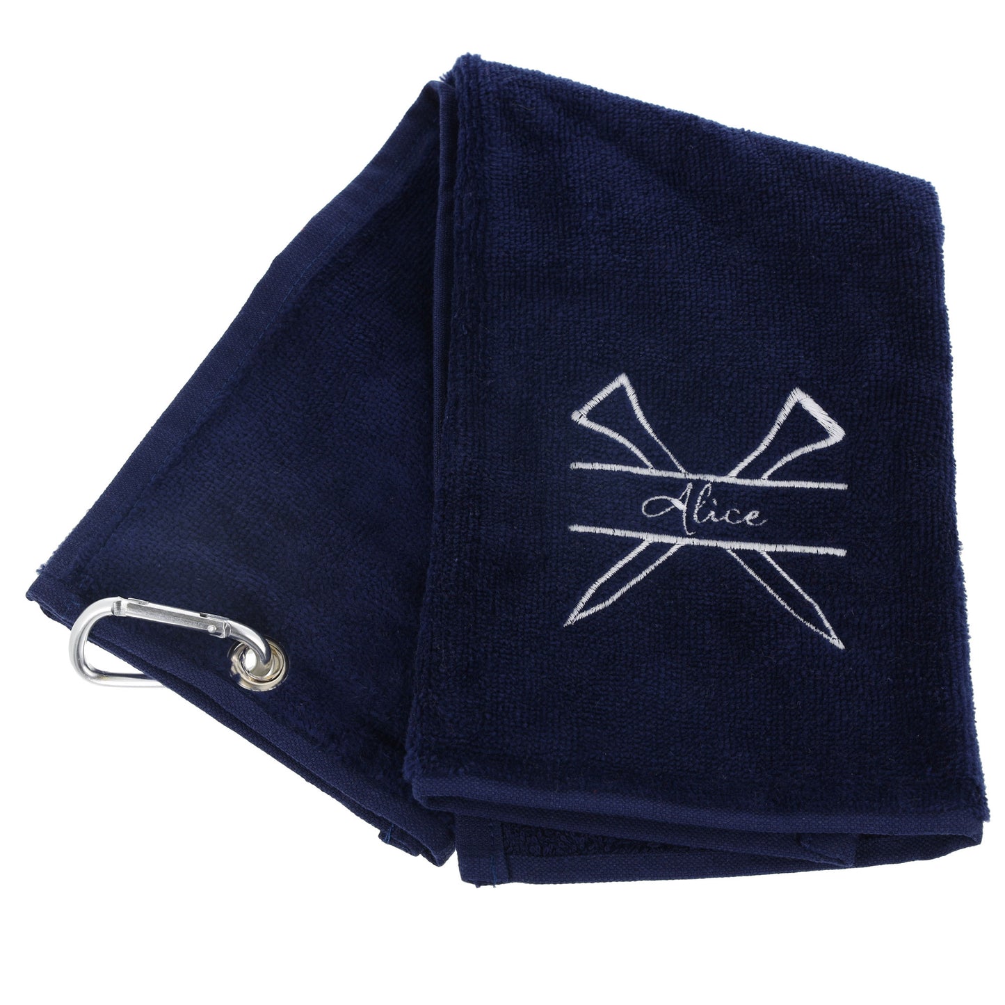 Personalised GOLF Towel - Embroidered Trifold Towel with Carabiner Clip