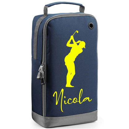 Personalised Golf Shoe Bag with Female Golfer & Name or Initials  - Always Looking Good -   