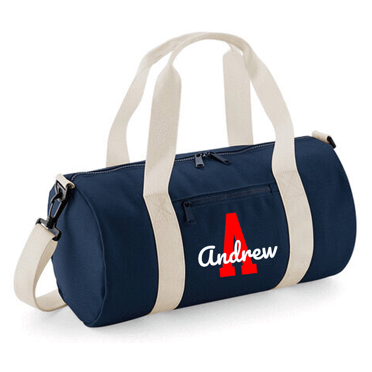 Personalised Name & Initial Barrel Bag | Kids School Holdall with Name