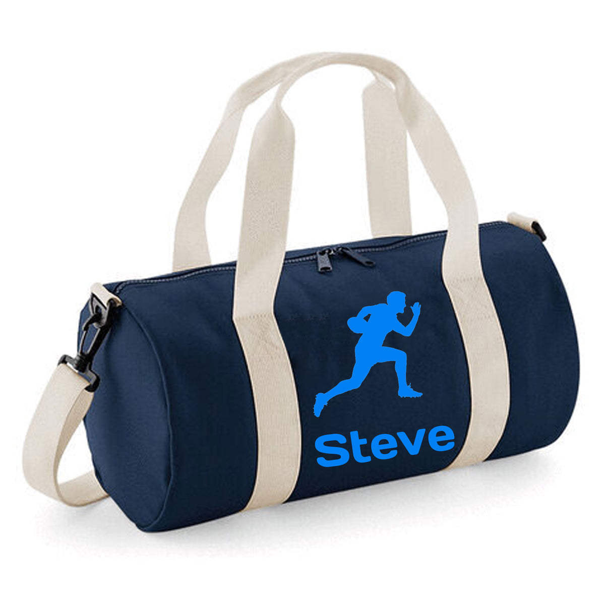 Personalised Rugby Side On Player Barrel Bag | Kids Sports Holdall with Name
