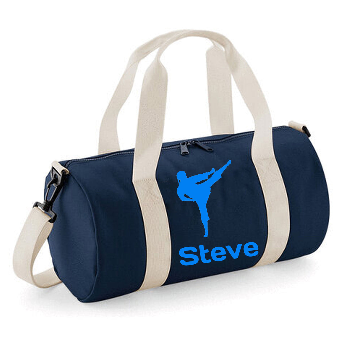 Personalised Karate Kick Barrel Bag | Kids Sports Holdall with Name