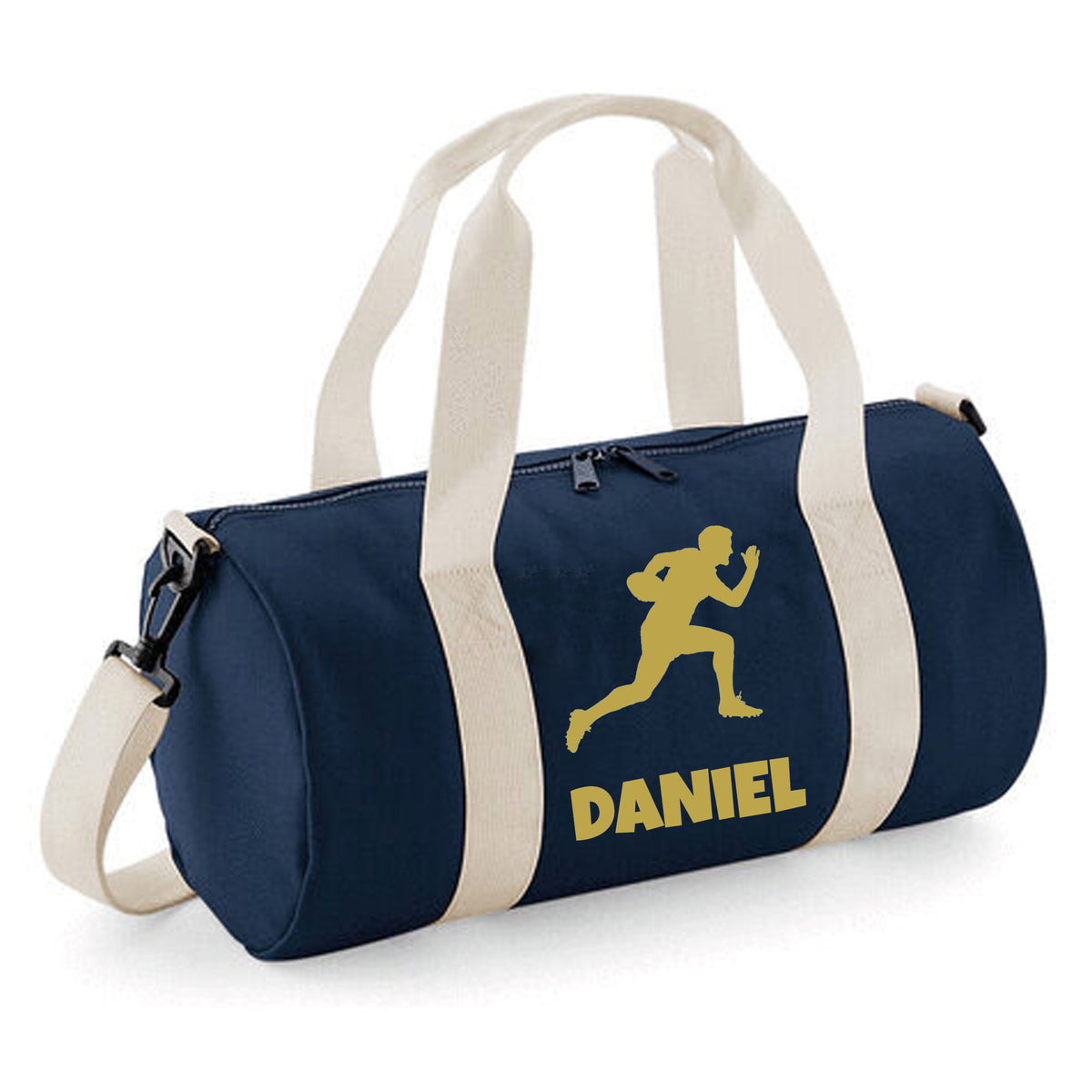 Personalised Rugby Side On Player Barrel Bag | Kids Sports Holdall with Name