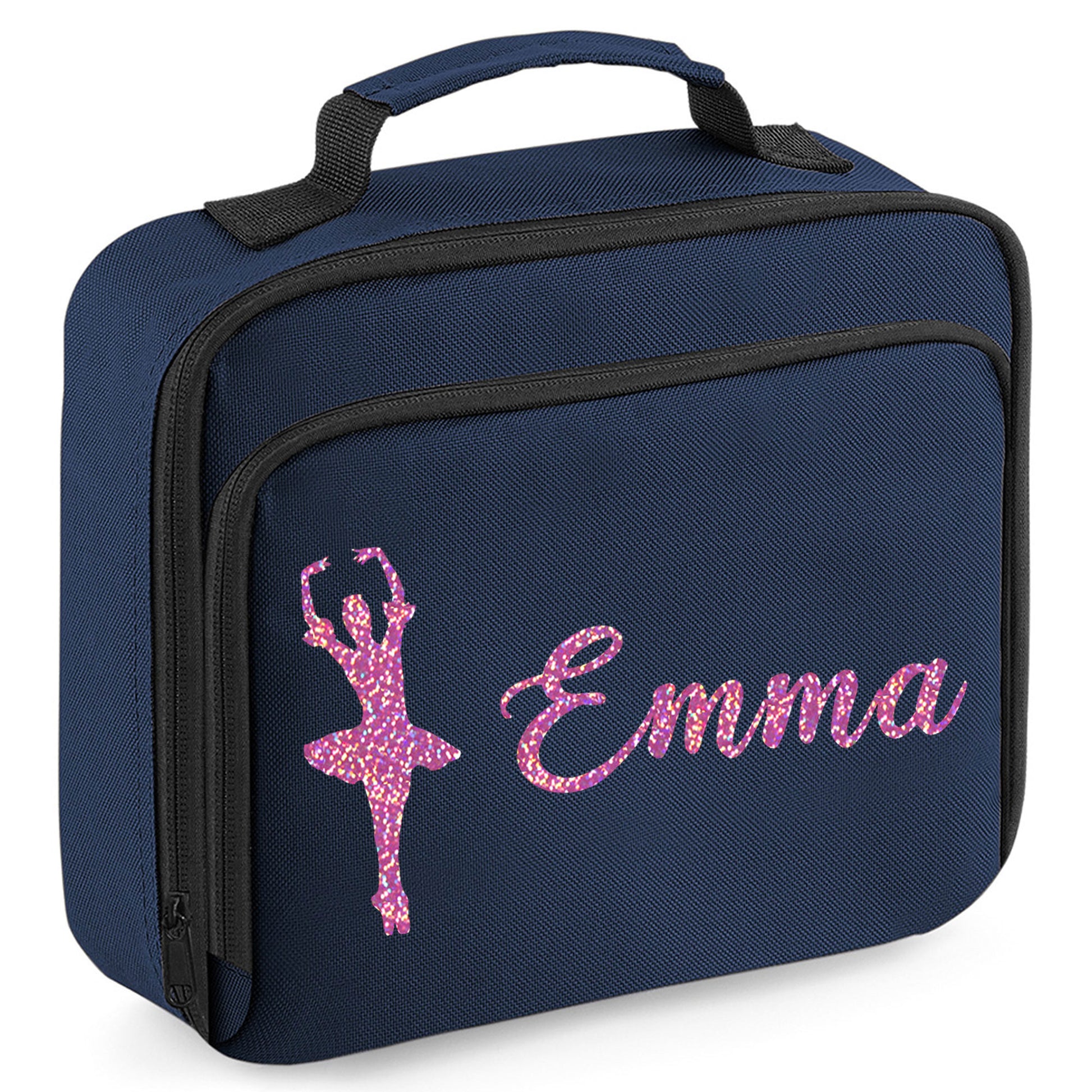 Personalised Lunch Bag with Ballet Design Childs School Lunch Box  - Always Looking Good - Navy Ballerina 