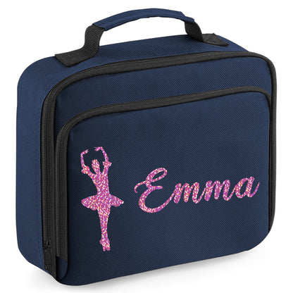 Kids Personalised Lunch Bag With Name in Ballet Design - Always Looking Good -    Navy Ballerina 