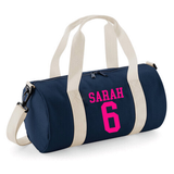Personalised Name & Number Barrel Bag | Kids Sports Holdall with Name