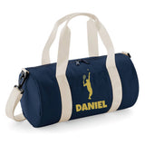 Personalised Male Tennis Player Barrel Bag | Kids Sports Holdall with Name