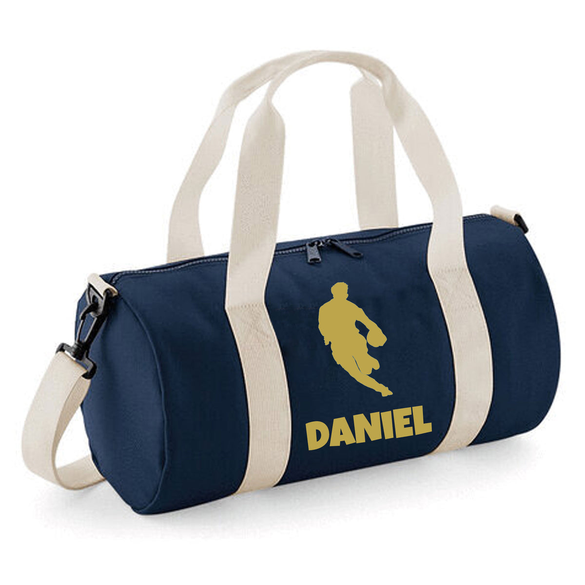 Personalised Rugby Player Barrel Bag | Kids Sports Holdall with Name