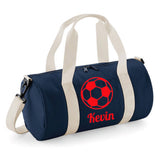 Personalised Football Design Barrel Bag | Kids Sports Holdall with Name