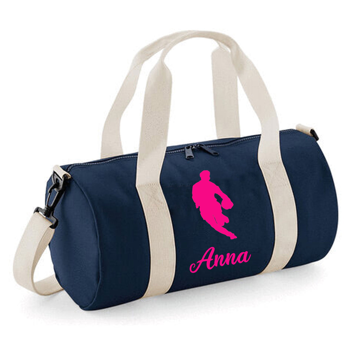 Personalised Rugby Player Barrel Bag | Kids Sports Holdall with Name