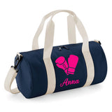 Personalised Boxing Gloves Barrel Bag | Kids Sports Holdall with Name
