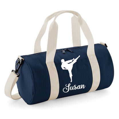 Personalised Karate Kick Design Barrel Bag for kids