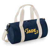 Personalised Name & Hearts Barrel Bag | Kids Holdall with Name