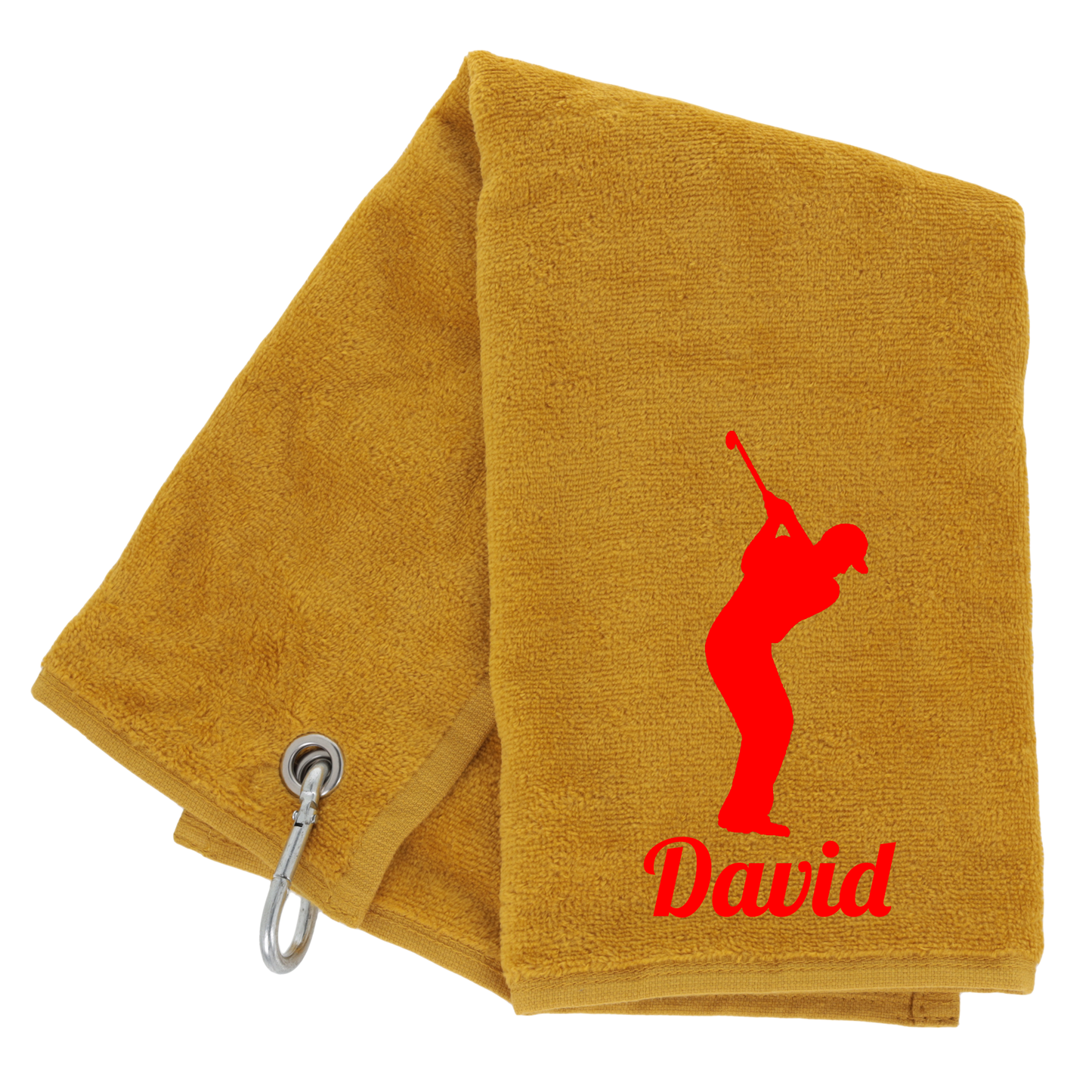 Personalised GOLF Towel - Embroidered Trifold Towel with Carabiner Clip