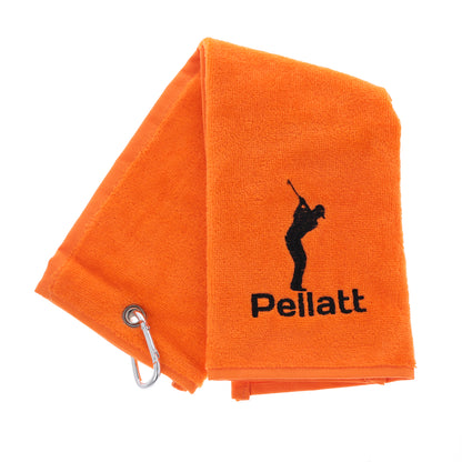 Personalised GOLF Towel - Embroidered Trifold Towel with Carabiner Clip