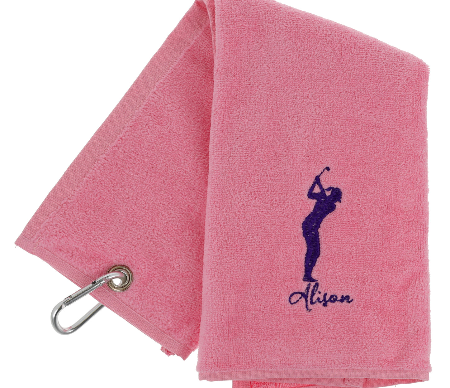 GOLF Towel Personalised - Embroidered Trifold Towel with Carabiner Clip