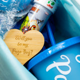 Page Boy Proposal Gift Box – Personalised Blue Juice Cup & Keepsake