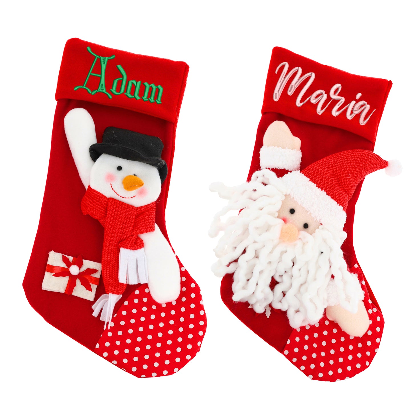 Embroidered Personalised 3D Christmas Stocking With Santa Or Snowman  - Always Looking Good -   