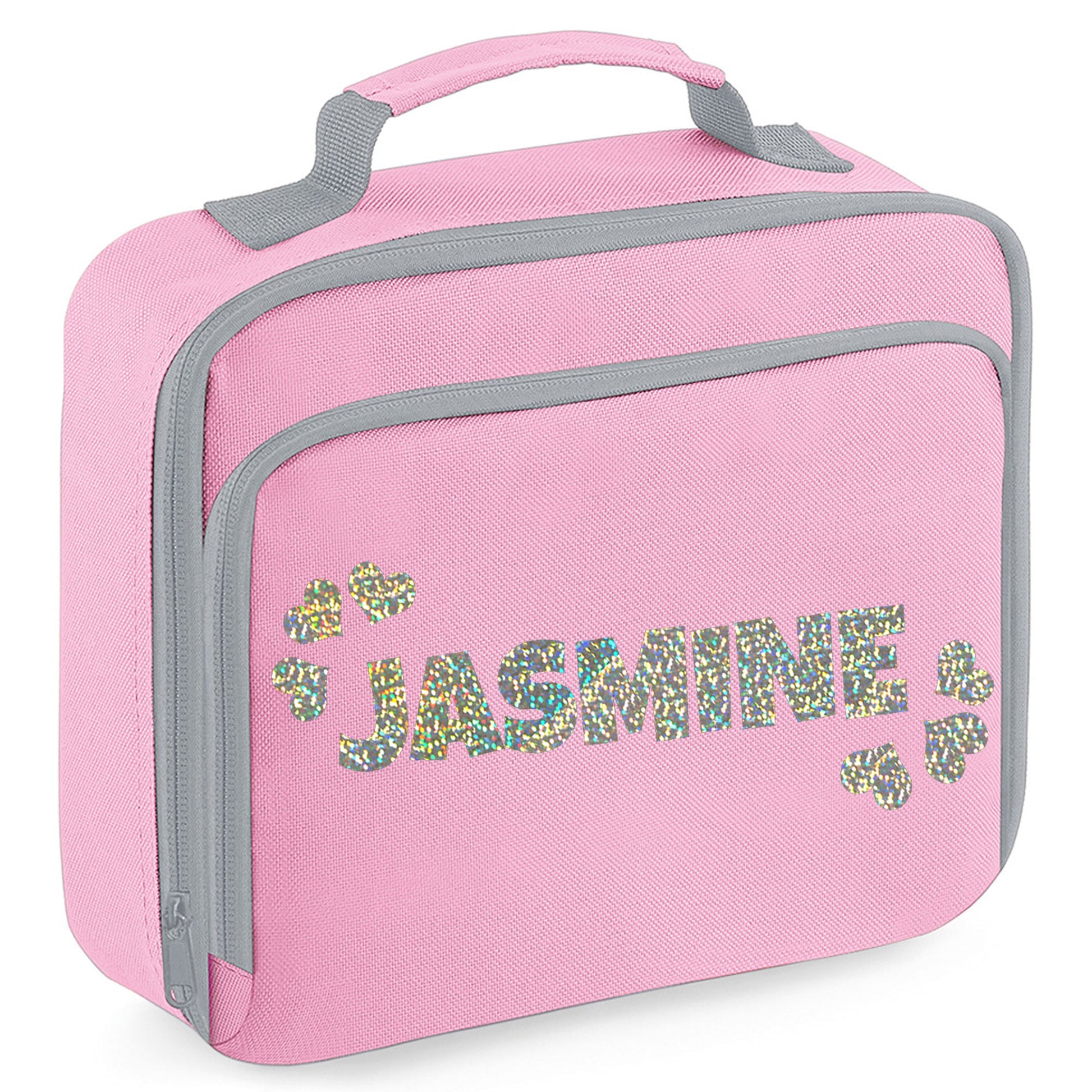 Personalised Lunch Bag with Name & Hearts Childs School Lunch Box  - Always Looking Good - Pink  