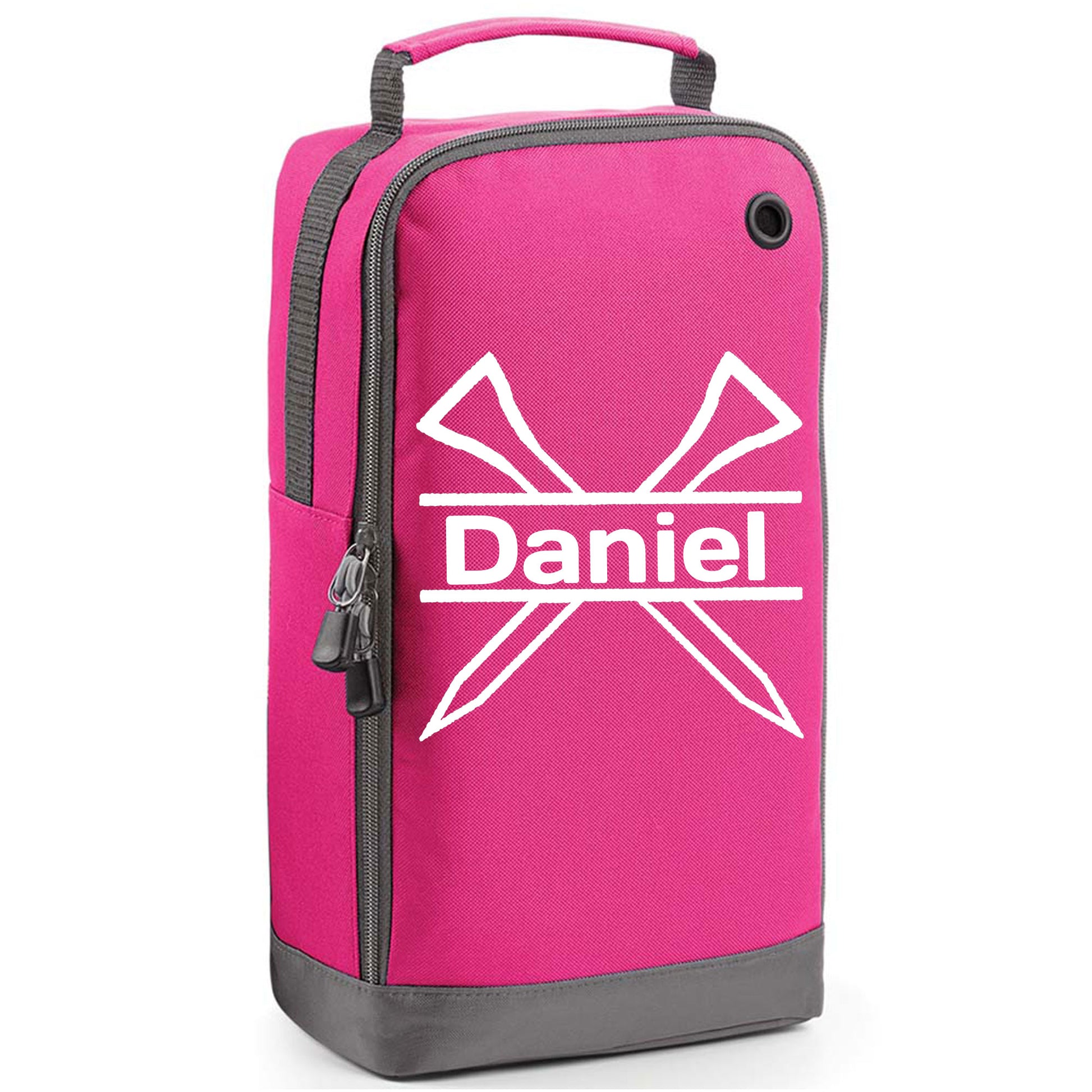 Personalised Golf Shoe Bag with Crossed Tees & Name or Initials  - Always Looking Good - Pink  