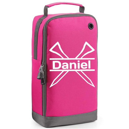 Personalised Golf Shoe Bag with Crossed Tees & Name or Initials  - Always Looking Good - Pink  