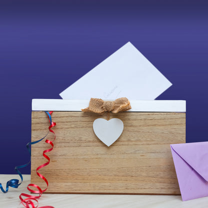 Blank Wedding Card Box – White & Wooden Memory PostBox for Crafting  - Always Looking Good -   