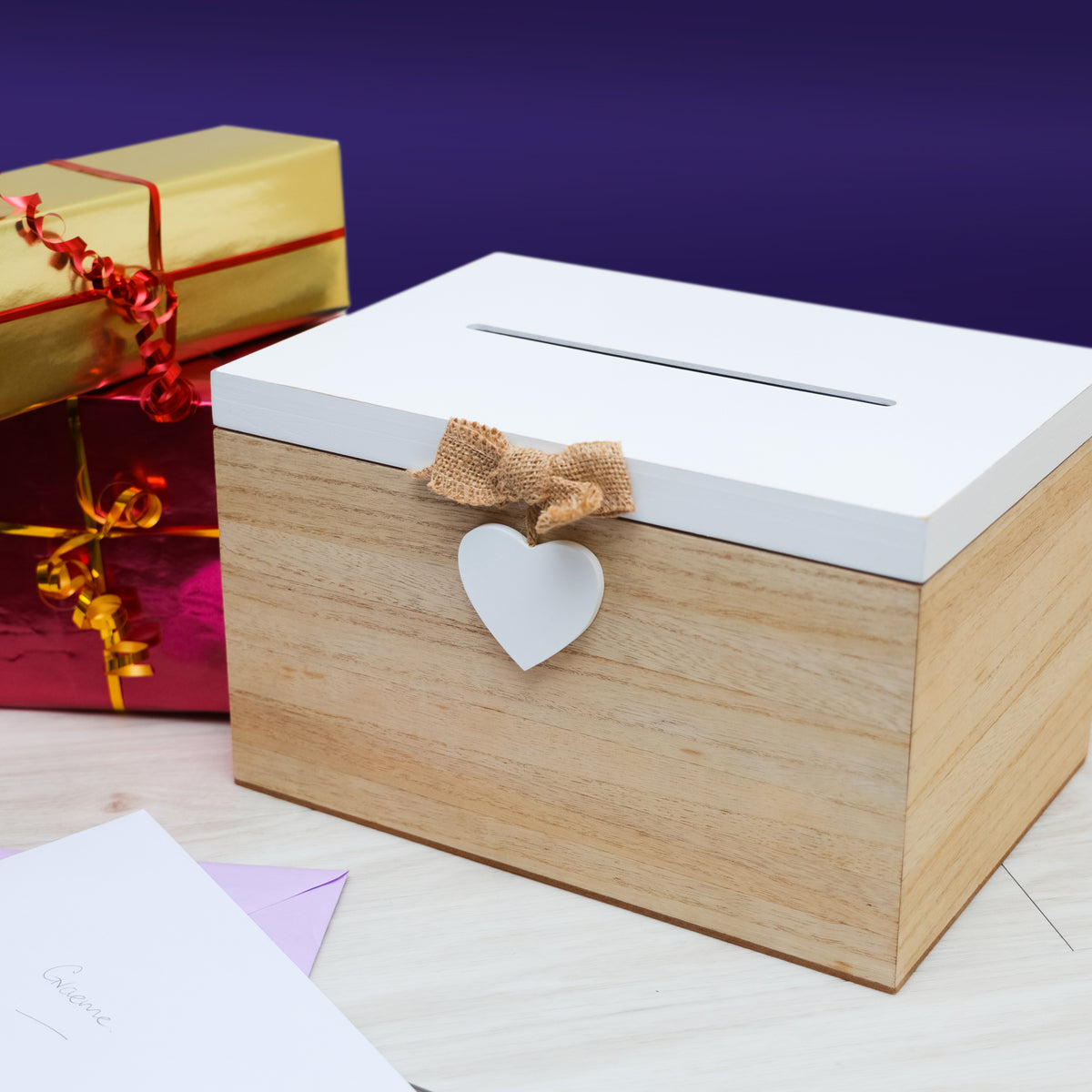 Blank Wedding Card Box – White & Wooden Memory PostBox for Crafting  - Always Looking Good -   