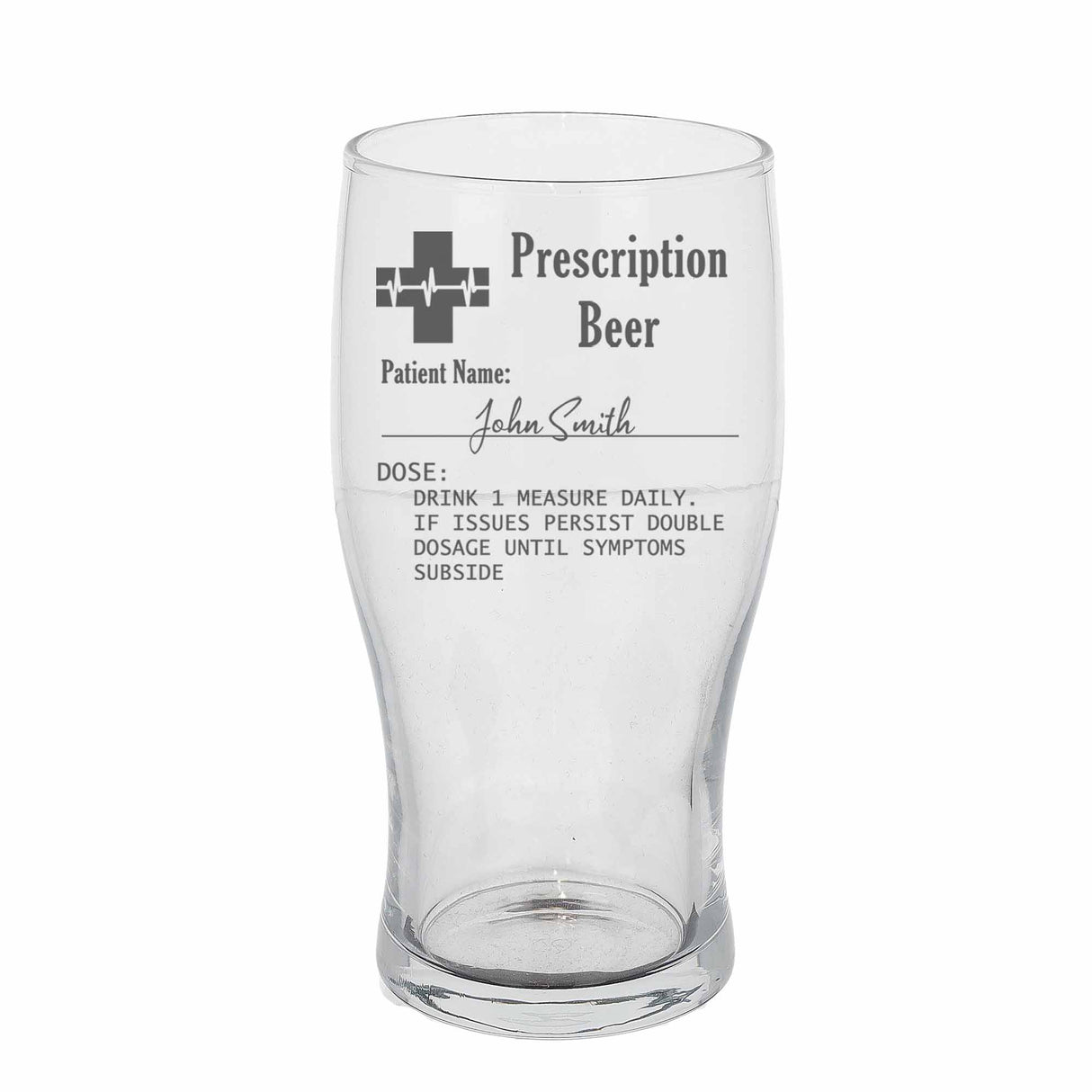 Prescription Beer Engraved Pint Glass – Personalised Gift for Beer Lovers