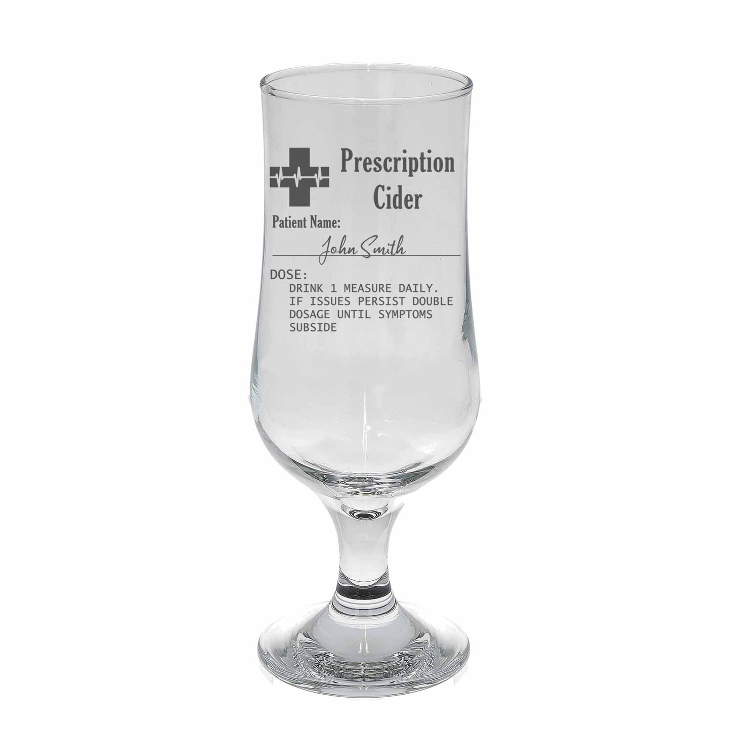 Personalised Engraved Prescription Cider Glass with any Name