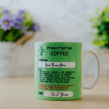 Personalised Prescription Coffee Mug and Coaster Gift Set