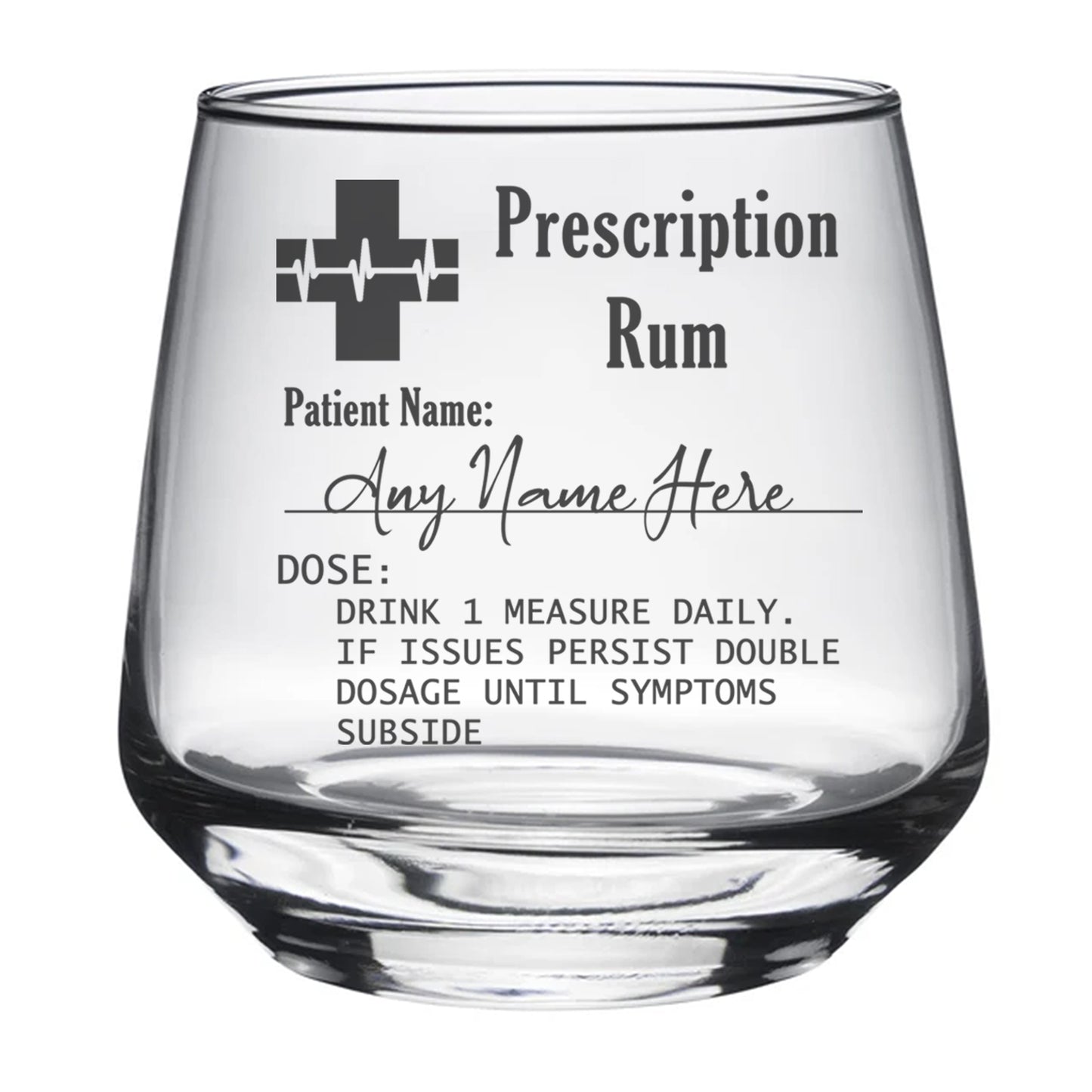 Personalised Prescription Rum Engraved Glass