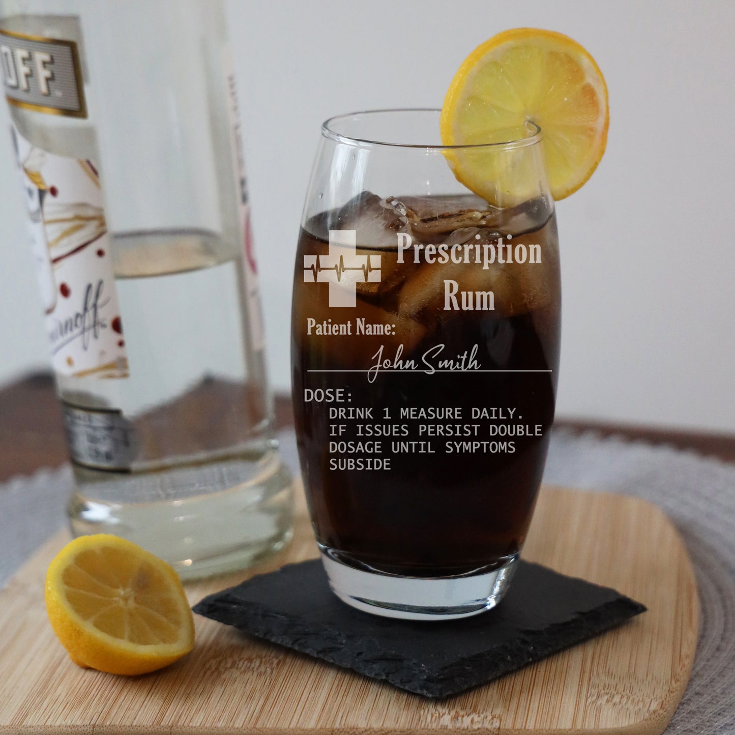 Personalised Prescription Rum Engraved Glass