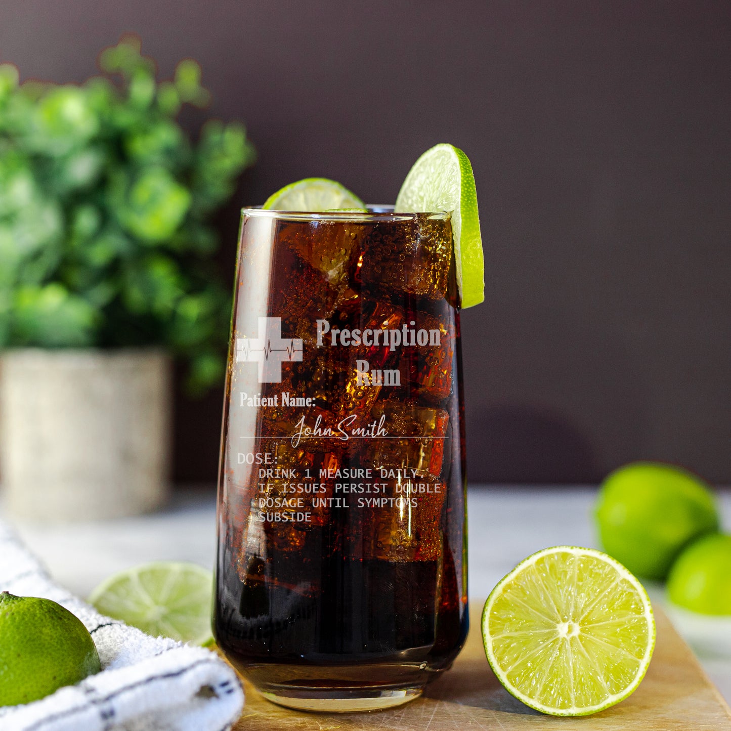 Personalised Prescription Rum Engraved Glass