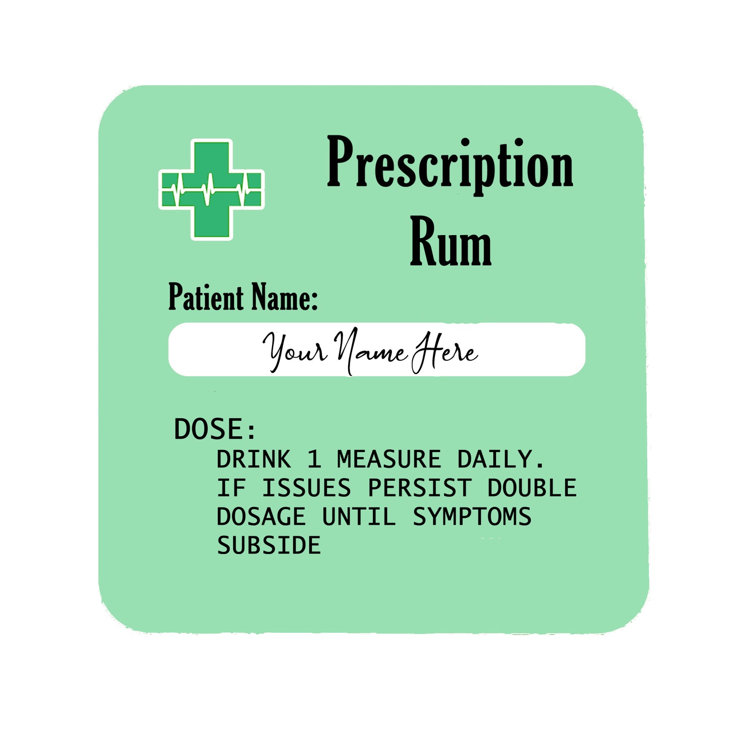 Personalised Prescription Rum Engraved Glass