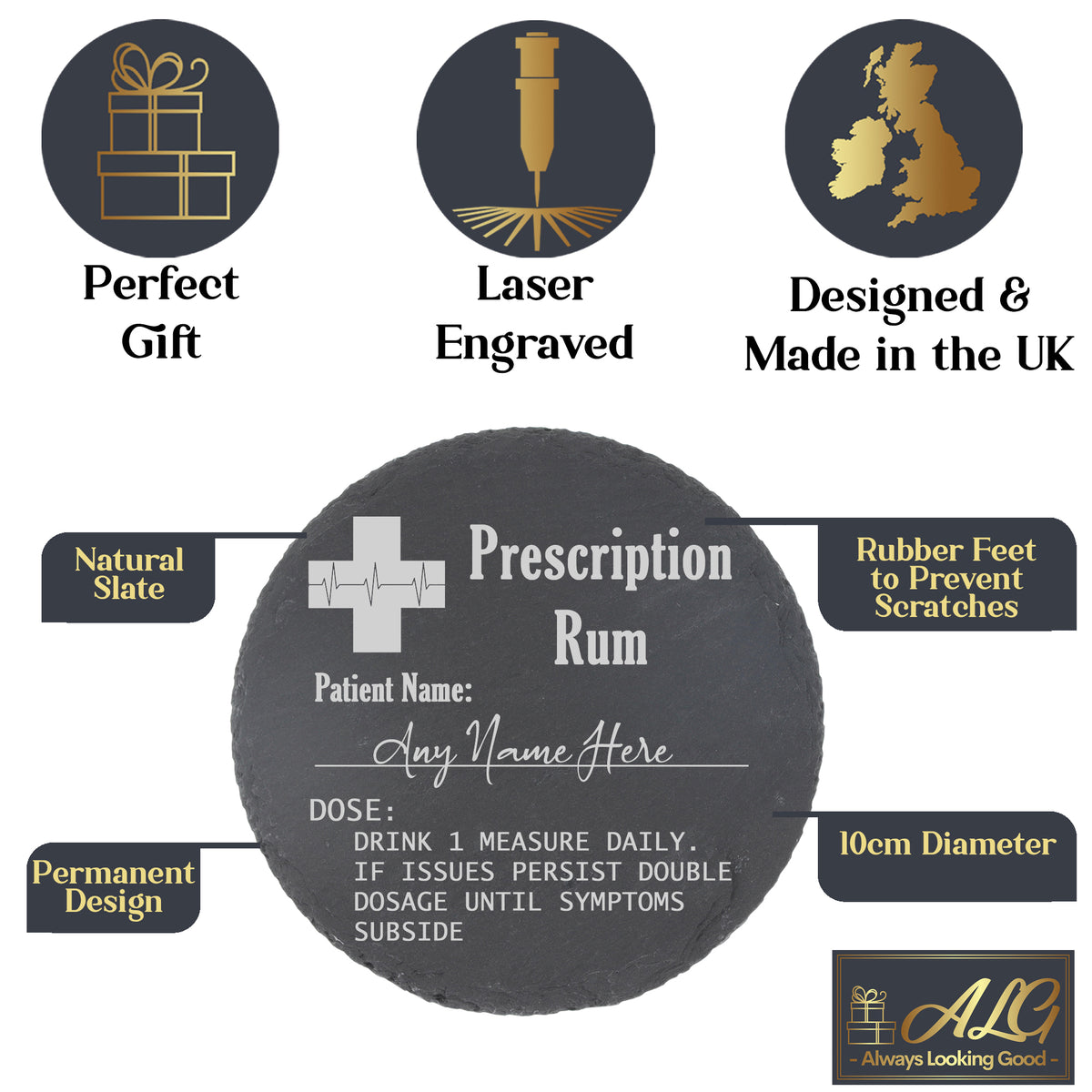 Personalised Rum Glass with  Engraved Prescription - Always Looking Good -   