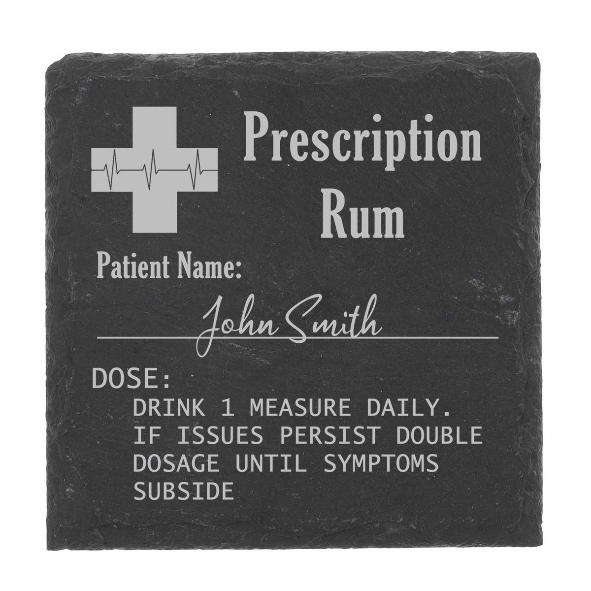 Personalised Rum Glass with  Engraved Prescription - Always Looking Good -   Square Coaster